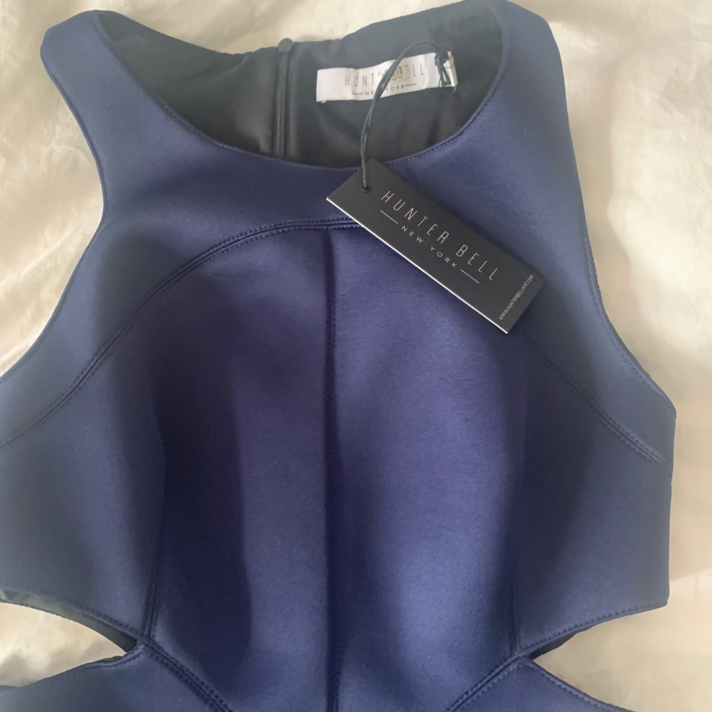 Hunter Bell Midi Scuba Dress with Cut Outs